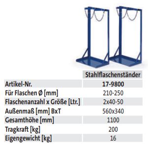 Stahlflaschenständer (techn. Daten)