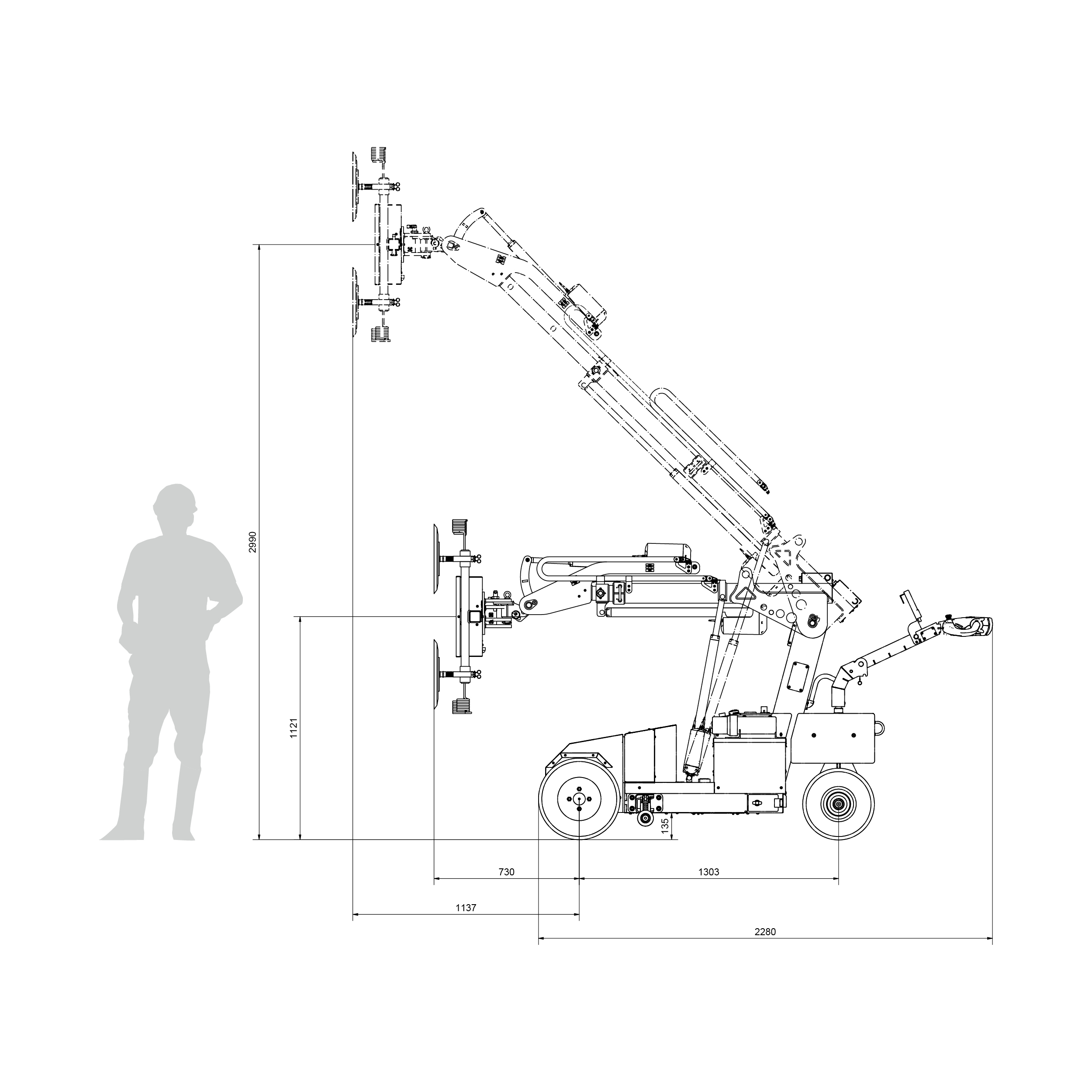 Vergleich Größe GW425 Mensch