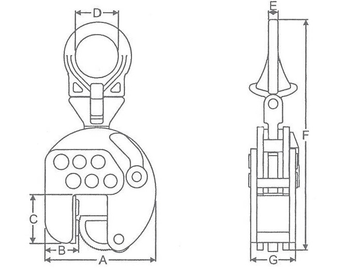 Vertikale Hebeklemme / Blechklemme / Blechgreifer