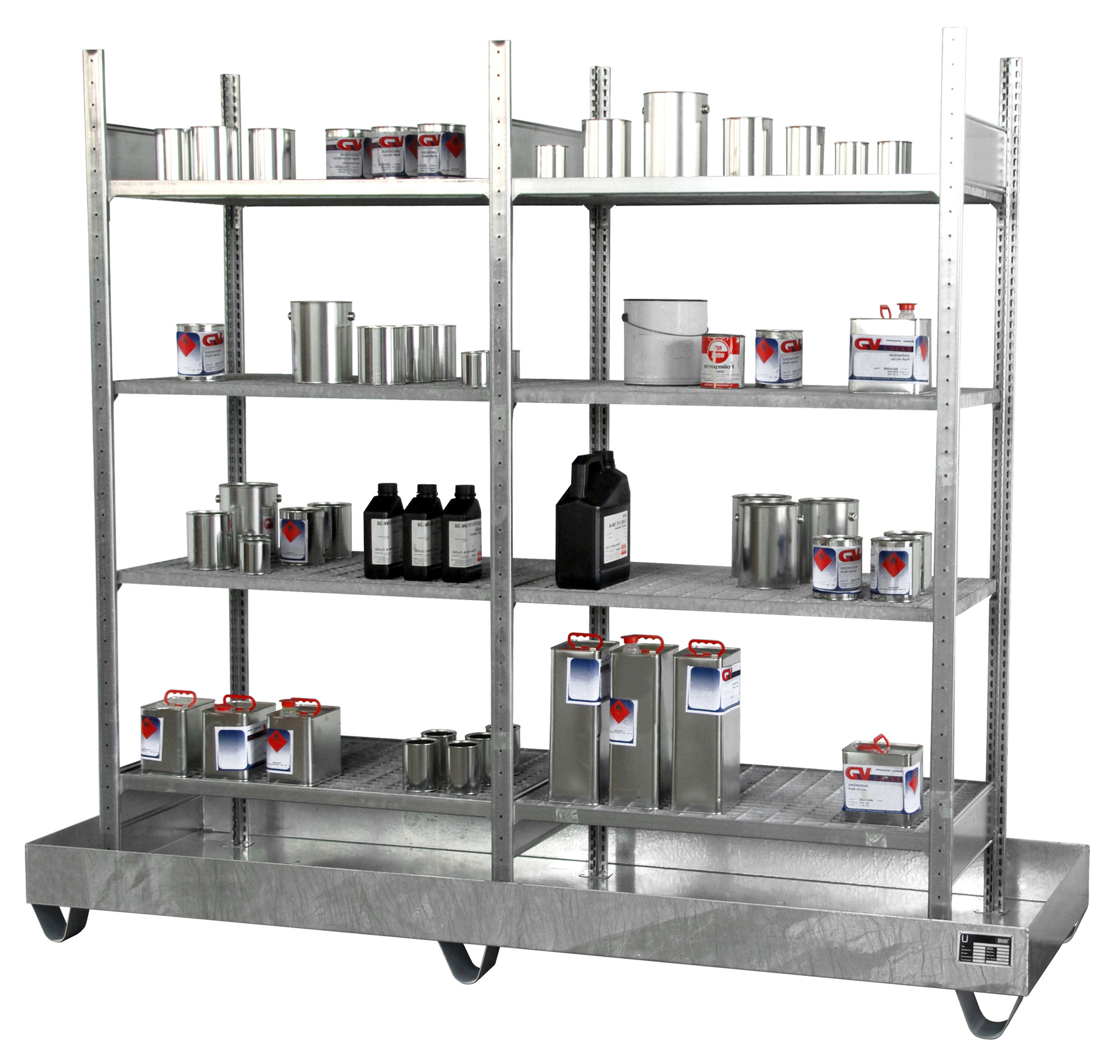 Kleingebinderegale mit Auffangwannen Typ SERIE 3000 feuerverzinkt