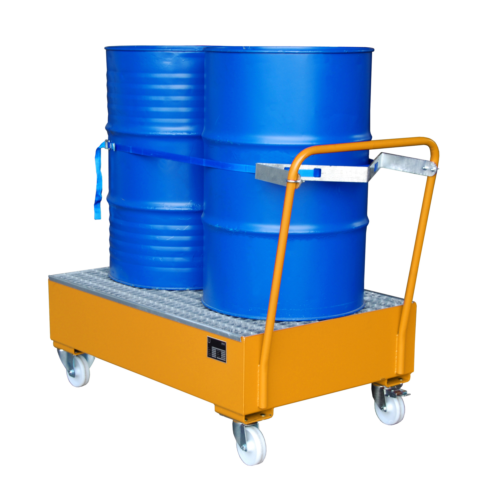 Fahrbare Auffangwanne Typ SERIE 2000 RAL 2000 Gelborange mit Zubehör